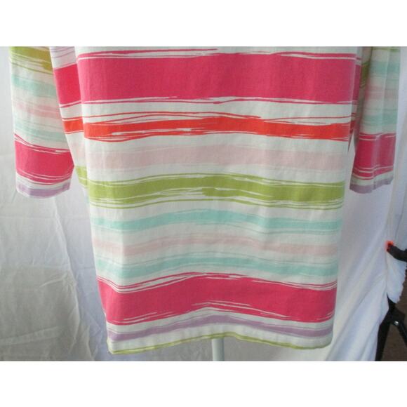CJ Banks Women's Plus 3/4 Sleeve Multi Corlor Striped Shirt Size 1X - Picture 7 of 10